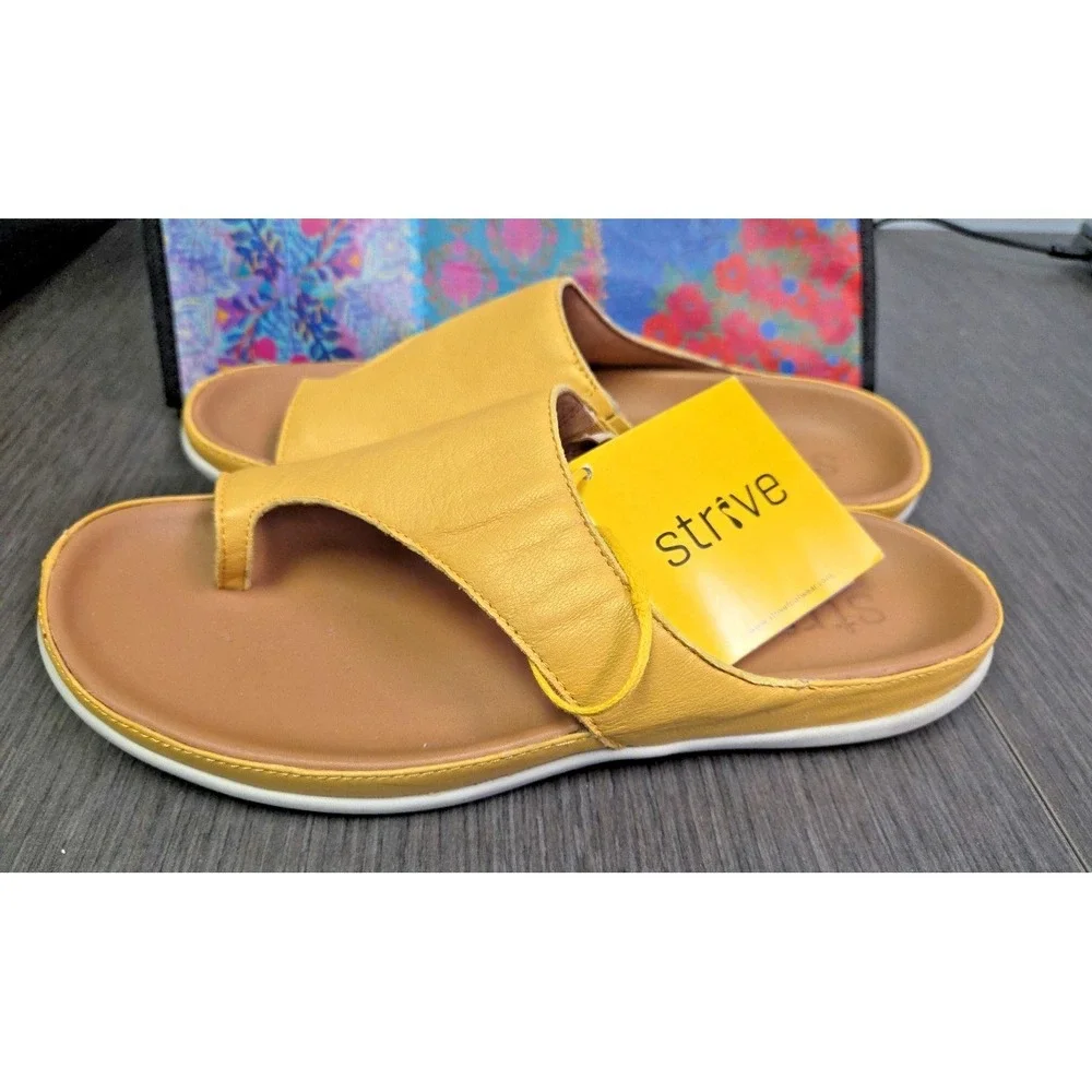 Strive Women Capri Slip On Sandal Shoe US 9/EU 39‎ Arch Support Yellow New